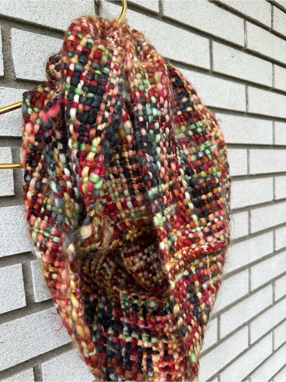 Rising Tide Chunky Handwoven Wool Infinity Scarf Boho Anthro Cozycore